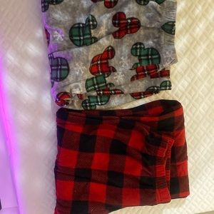 Red Flannel and Christmas Mickey Mouse Pajamas from Target. 10-12.